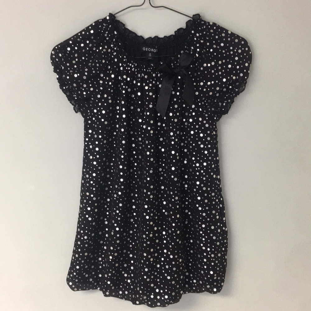 Girls Short Sleeve George Blouse 7-8 (M) black
